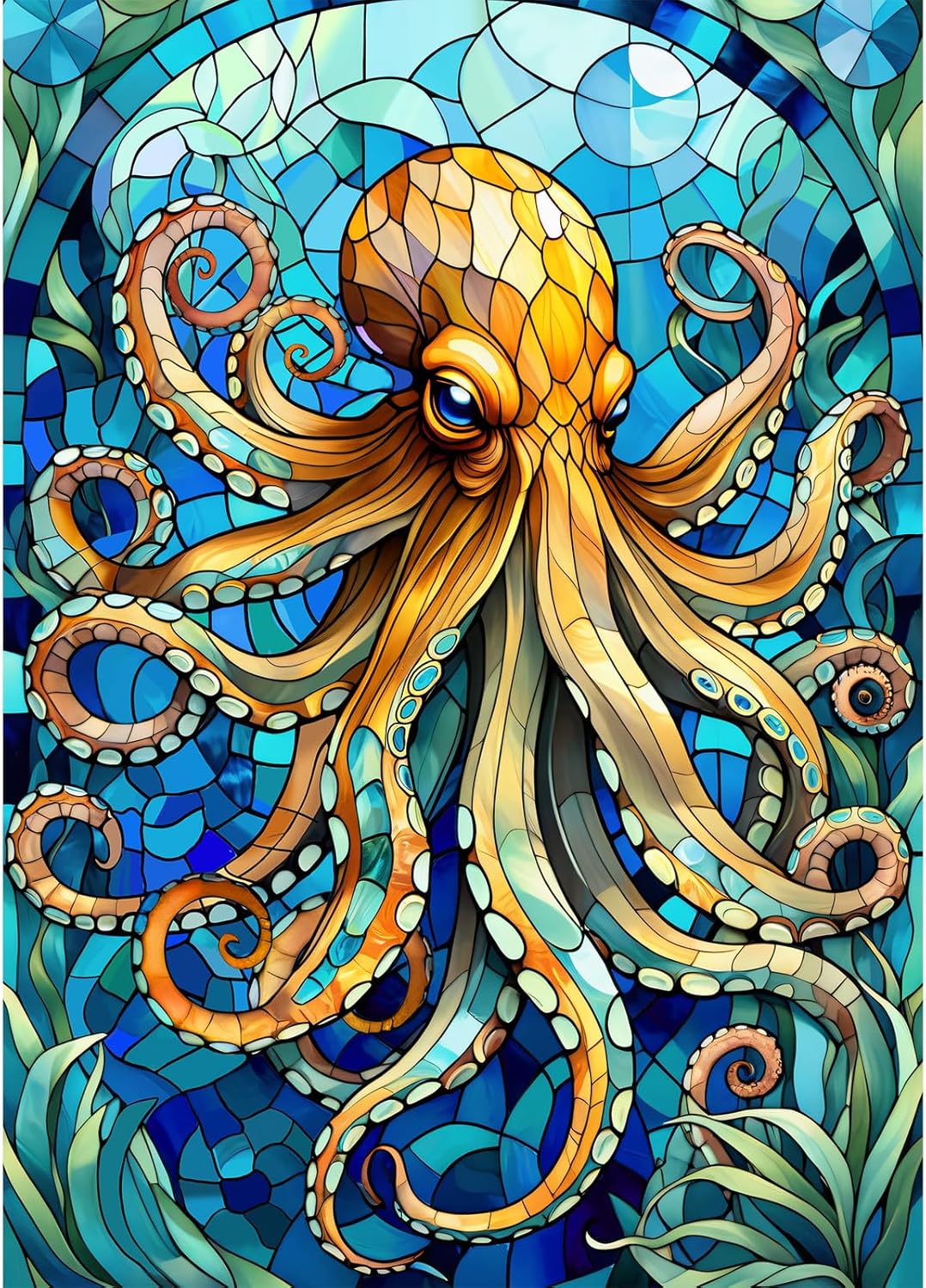 Stained Glass Octopus Puzzle 1000 Pieces, 1000 Piece Puzzle for Adults, Coolest Adult Jigsaw Puzzle for Sea Creatures Lovers, Great Gift for Family, 27.5’’x19.7’’ Visit the sutinban Store
