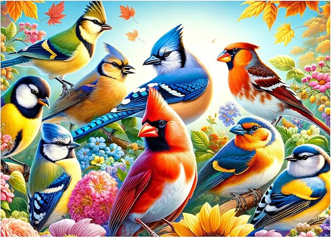Puzzle 1000 Pieces, Birds & Flowers Coolest Adult Jigsaw Puzzle for Puzzles Lover Family Game, Great Gift for Friends, Lovers and Families, 27.5''X19.7''
