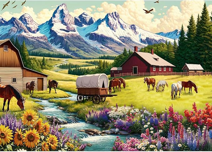 1000 Piece Puzzle for Adults, Snow Mountain Pastoral Jigsaw Puzzle 1000 Pieces, Serene and Simple Lifestyle Jigsaw Puzzles, Great Gift for Puzzle Lovers, Challenging for Family Time, 27.5''X19.7''