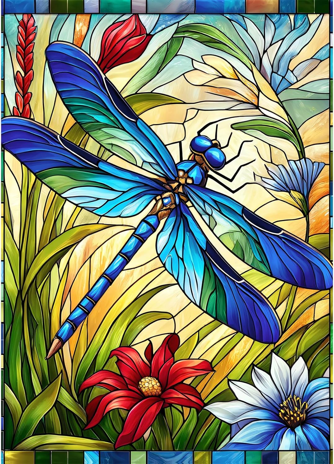 Stained Glass Dragonfly 1000 Piece Puzzles, Jigsaw Puzzle 1000 Pieces for Adults, Coolest Adult Puzzles for Happy Family Time, Great Gift for Jigsaw Puzzle Lovers, 27.5’’x18.7’’