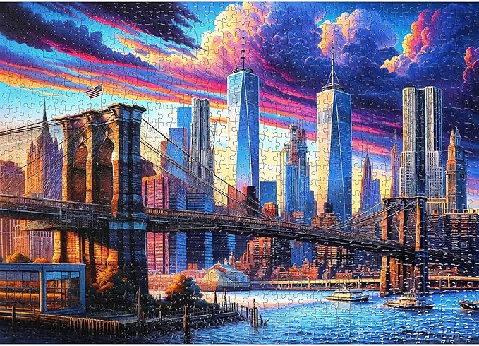 Puzzle 1000 Pieces for Adults, Bridges at Sunset Coolest Adult Puzzle for Puzzles Lover Family Game, Great Gift for Friends, Lovers and Families, 27.5''X18.7''